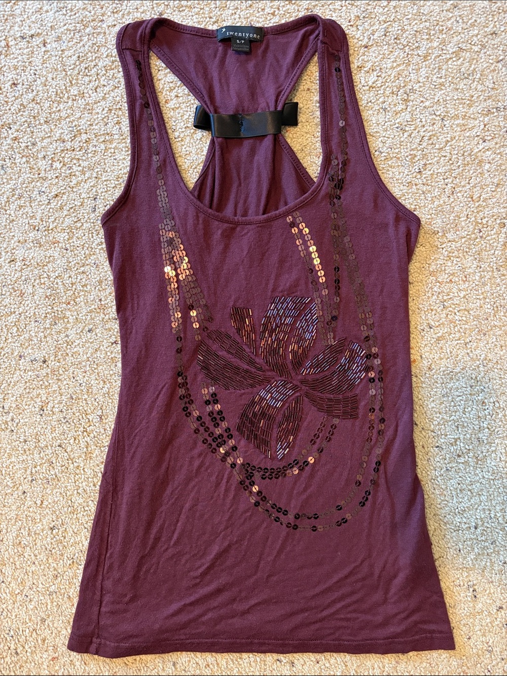 Forever 21 Plum Racerback Sequin Embellished Tank